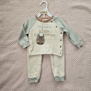 Rabbit and Bear Baby Boy Organic Cotton Christmas Outfit Matching set Size 12M